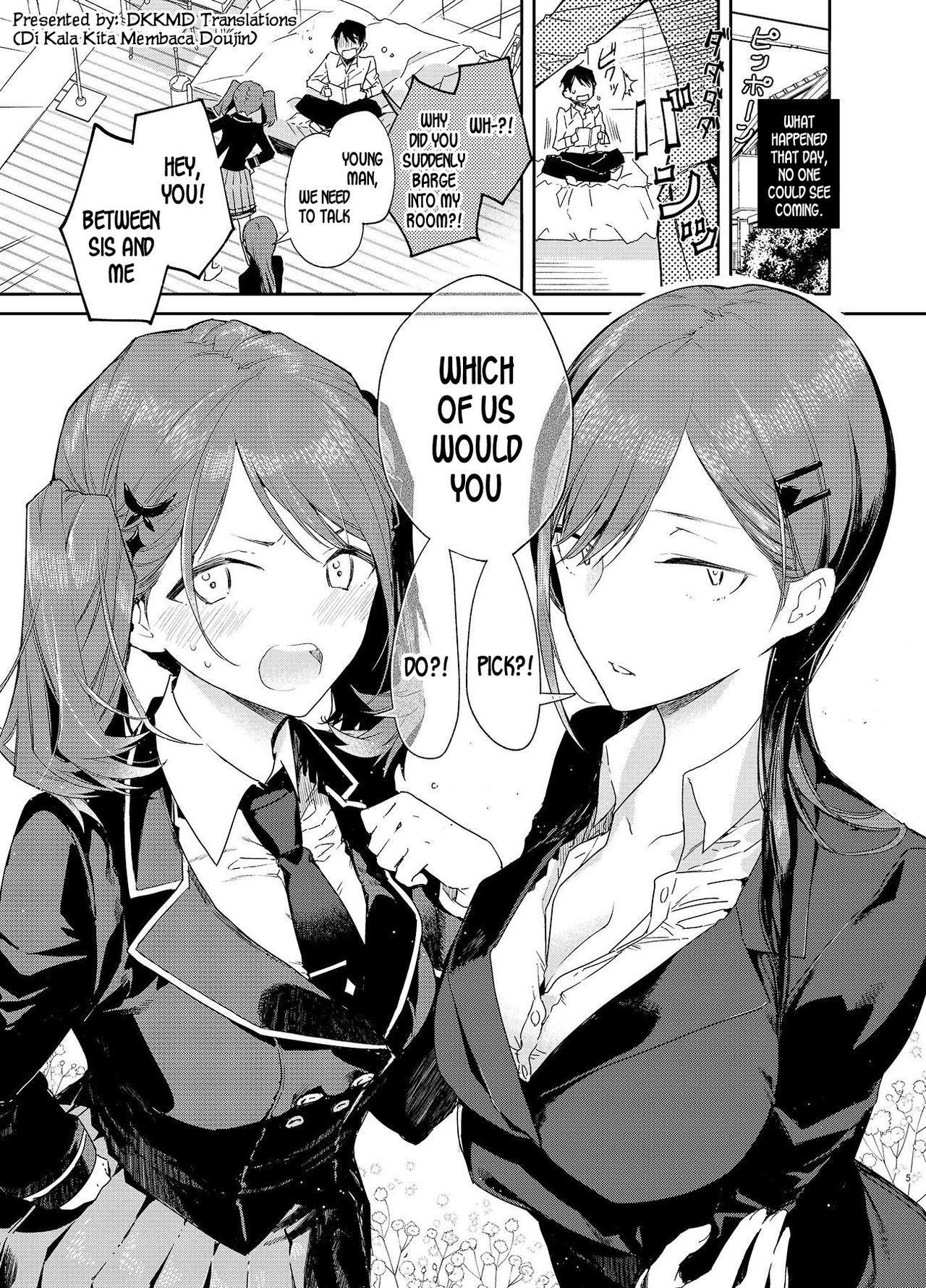 Kinjo no Tsuntsun Imouto to Muhyoujou Ane ni Semarare Ecchi [Mutou Koucha] 1 . Kinjo no Tsuntsun Imouto to Muhyoujou Ane ni Semarare Ecchi - Chapter 1 [Mutou Koucha] – page 5