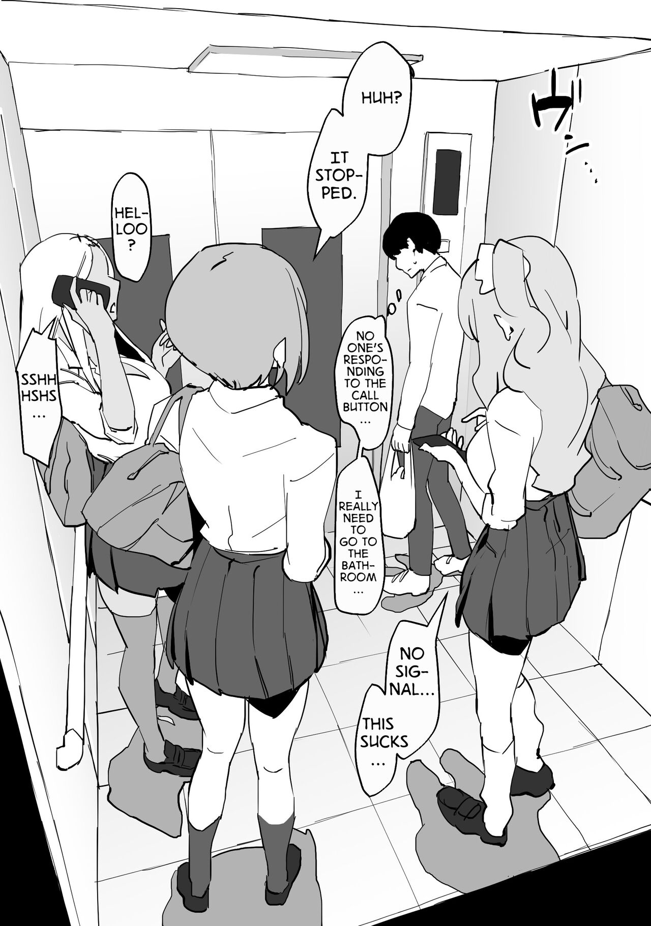 Trapped in an Elevator With a Bunch of Gals [Poriuretan] 1 . Trapped in an Elevator With a Bunch of Gals - Chapter 1 [Poriuretan] – page 4