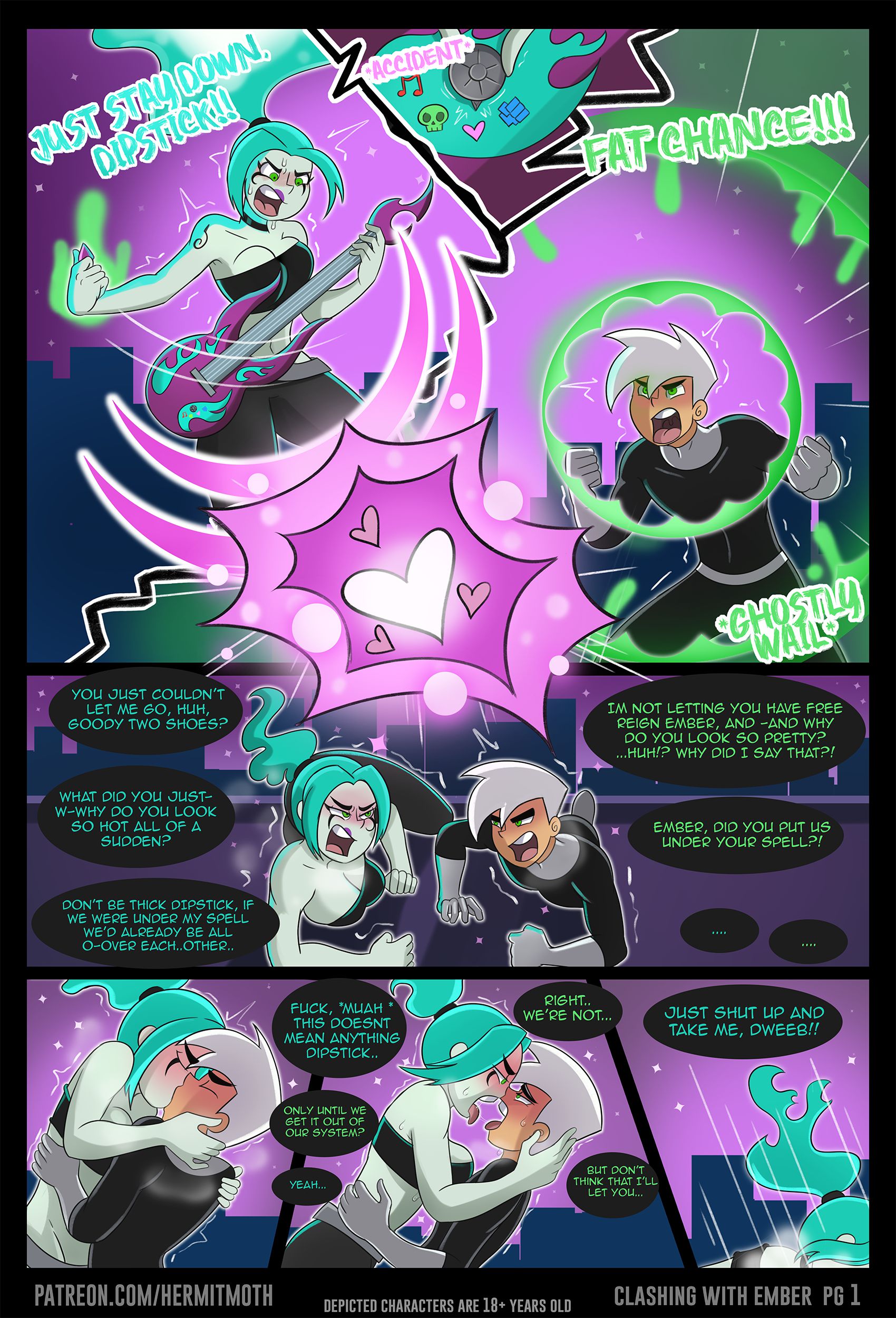 Clashing with Ember McLaine (Danny Phantom) [Hermit Moth] 1 . Clashing with Ember McLaine - Chapter 1 (Danny Phantom) [Hermit Moth] – page 1