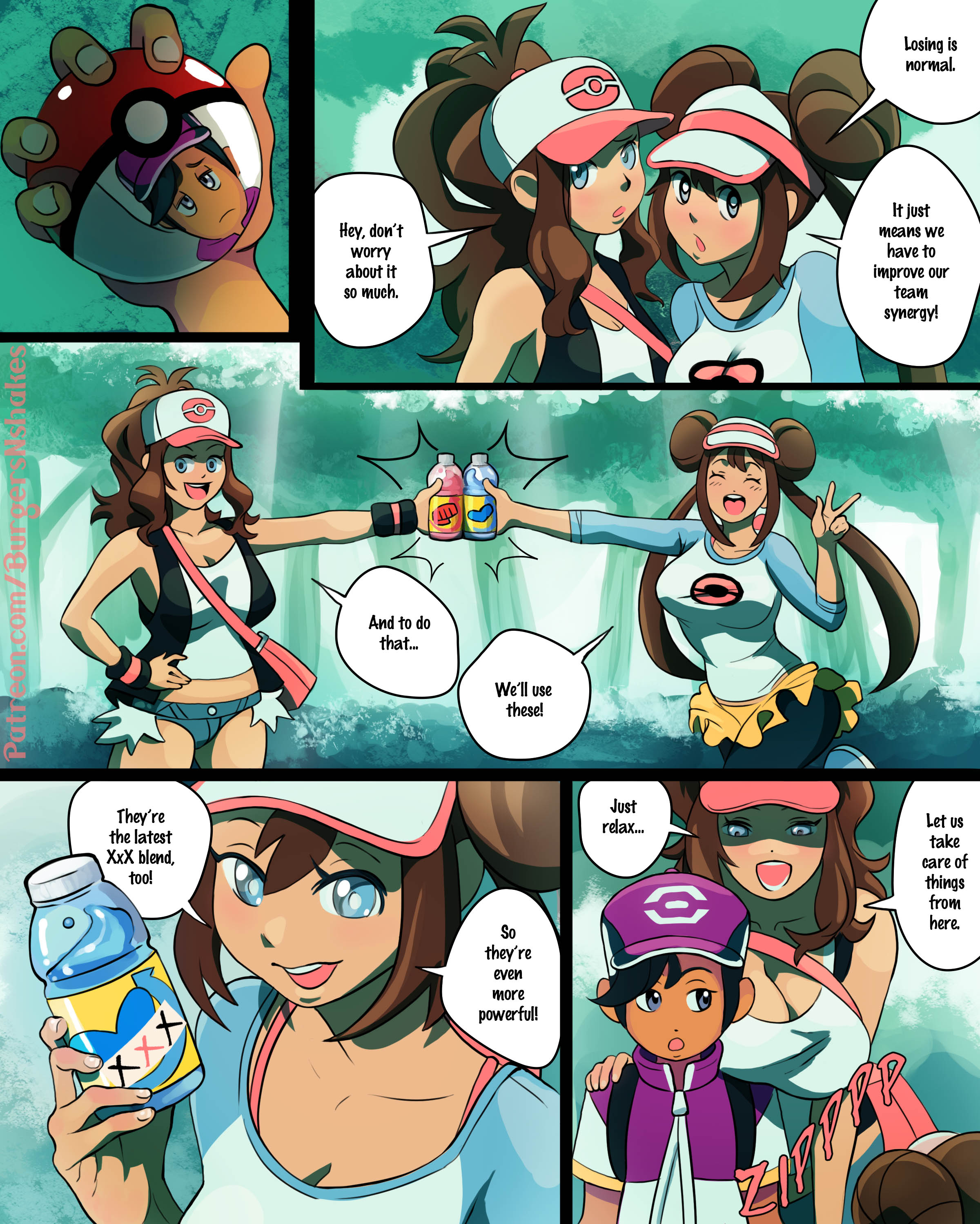 Hilda and Rosa level up with juice! (Pokemon) [BurgersN’Shakes] 1 . Hilda and Rosa level up with juice! - Chapter 1 (Pokemon) [BurgersN'Shakes] – page 1