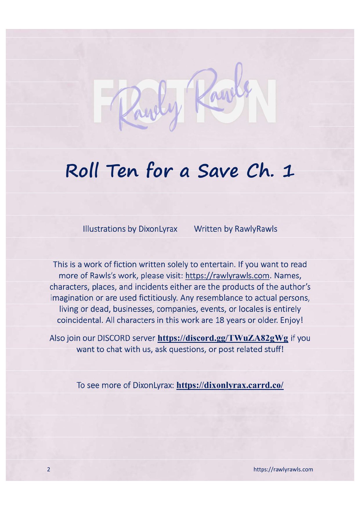 Roll Ten For A Save [DixonLyrax , RawlyRawls] 1 . Roll Ten For A Save - Chapter 1 [DixonLyrax , RawlyRawls] – page 2
