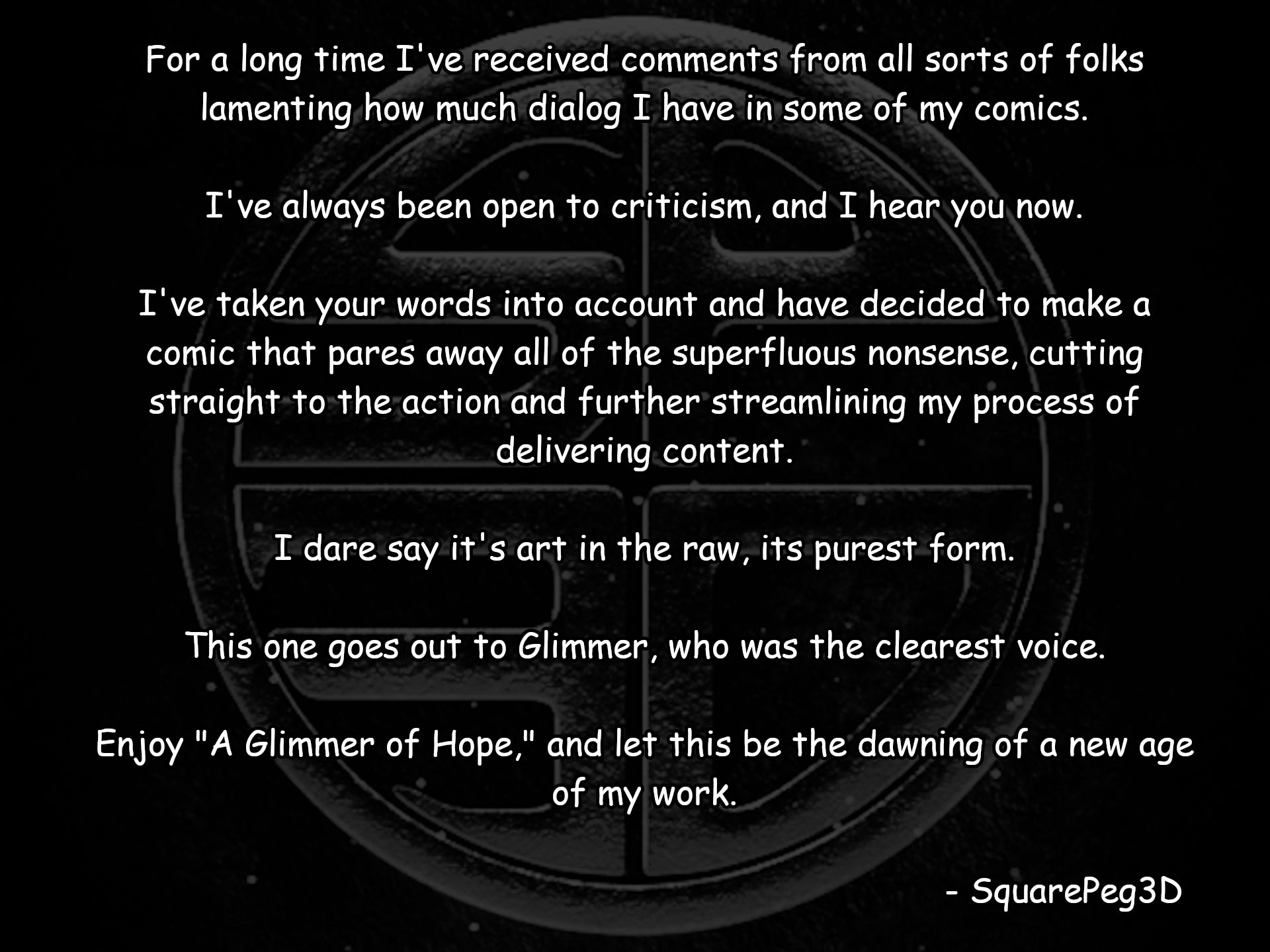 Mini-Comics [SquarePeg3D] (Satire) Glimmer of Hope - [SquarePeg3D] – page 1