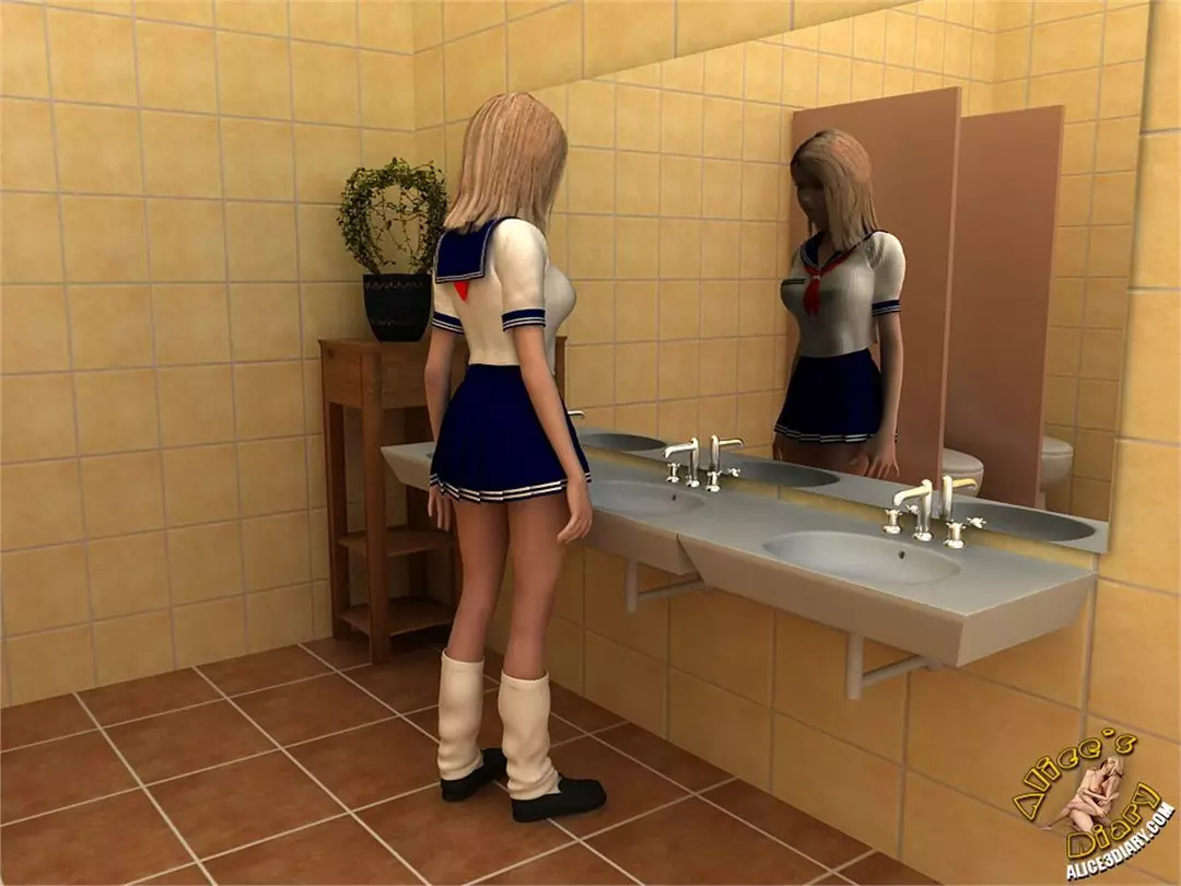 Alice’s Diary Chapter 40 Lesbian threesome in the toilet – page 1