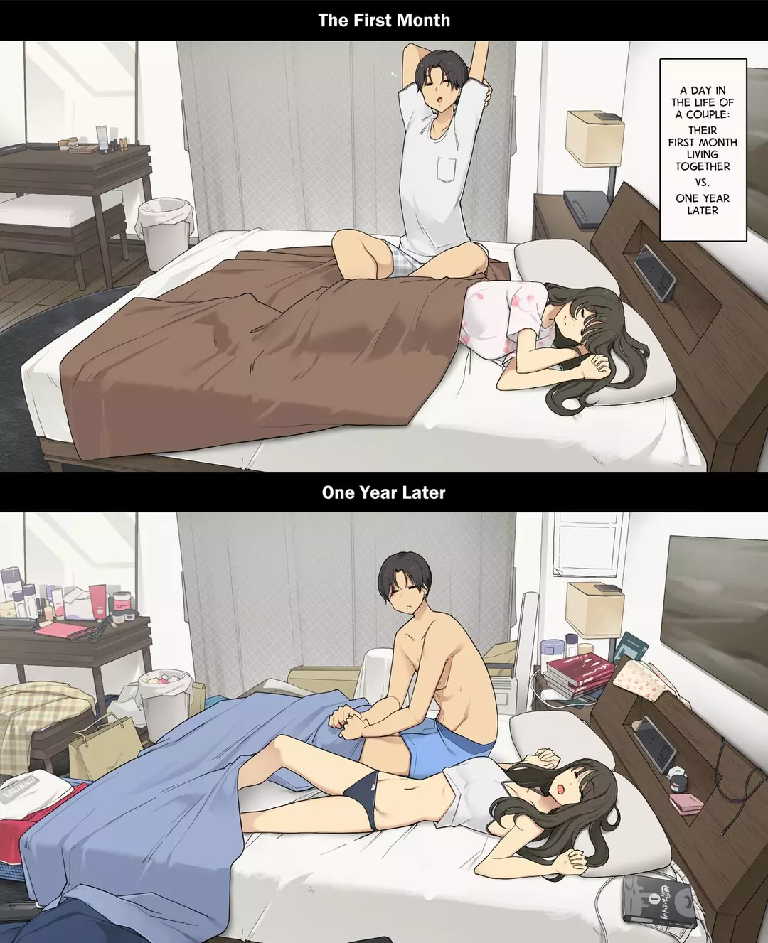 A Day in the Life of a Couple: Their First Month Living Together vs. One Year Later – page 1