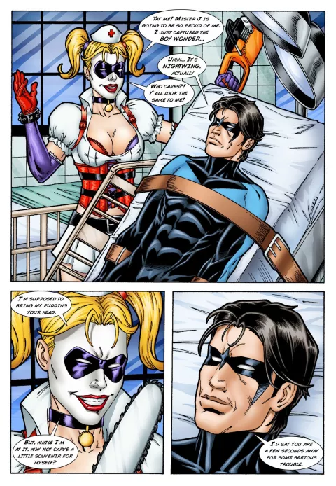 Batman and Nightwing discipline Harley Quinn (Batman) [Leandro Comics] porn comic cover