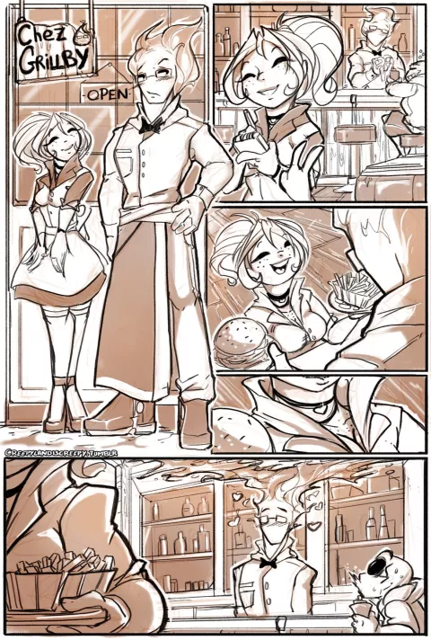 Chez Grillby (Undertale) [Spirale] porn comic cover