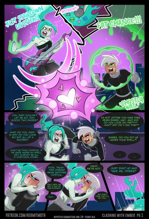 Clashing with Ember McLaine (Danny Phantom) [Hermit Moth] porn comic cover