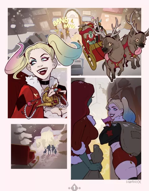 Harley &amp; Ivy’s Christmas Kiss (Batman) [Hornyx] porn comic cover