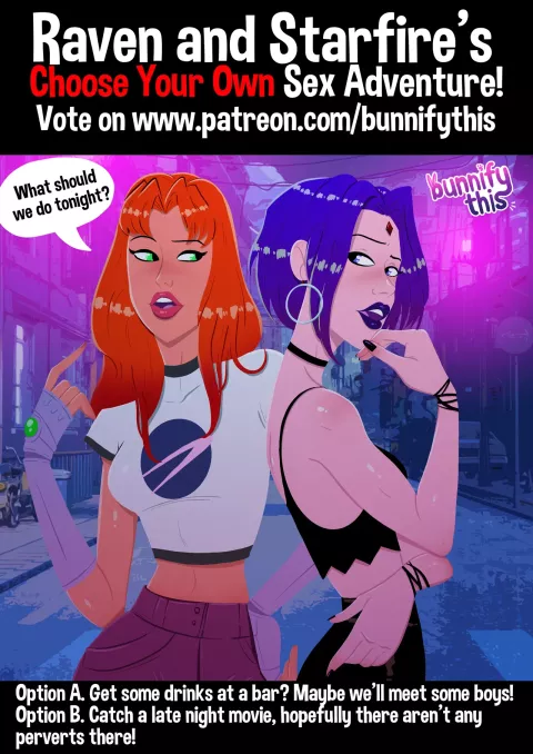 Raven and Starfire's Night Out CYOA Comic (Teen Titans) [Bunnify This] porn comic cover