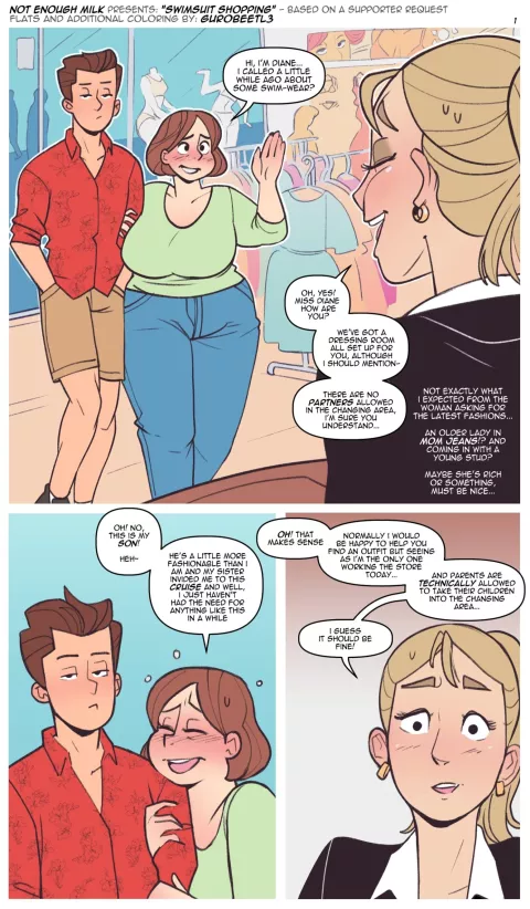 Swimsuit Shopping [NotEnoughMilk] porn comic cover