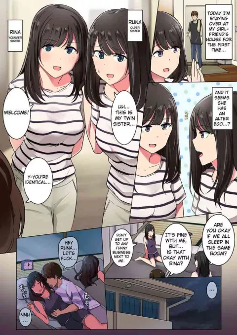 A Story About Sleeping Over at My Girlfriend's House (Who Has an Identical Twin) [Wakamatsu] porn comic cover