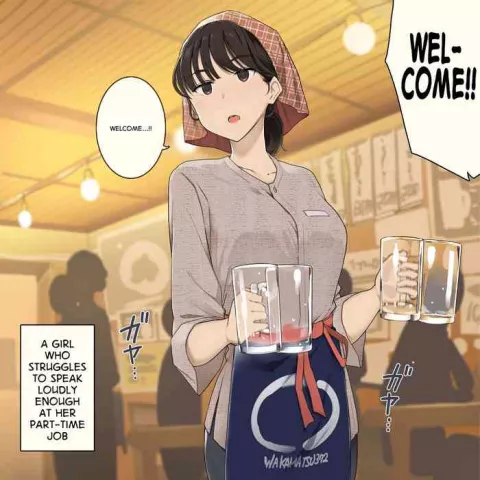 A Girl Who Struggles to Speak Loudly Enough at Her Part-Time Job [Wakamatsu] porn comic cover