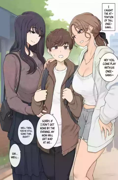 Sex Where I'm Sandwiched Between Tall, Busty Onee-sans and Unable to Escape (Wakamatsu) porn comic cover