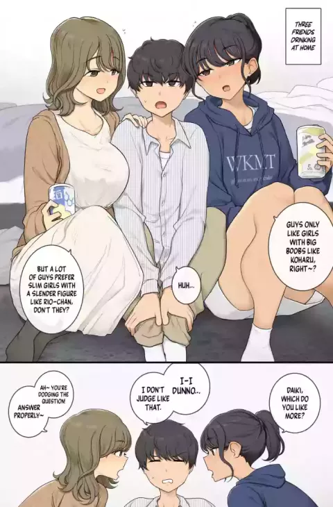 Threesome Caught Between Slim And Voluptuous (Wakamatsu) porn comic cover