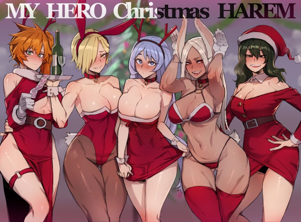 MY HERO Christmas HAREM (My Hero Academia) [Ratatatat74] Porn Comic