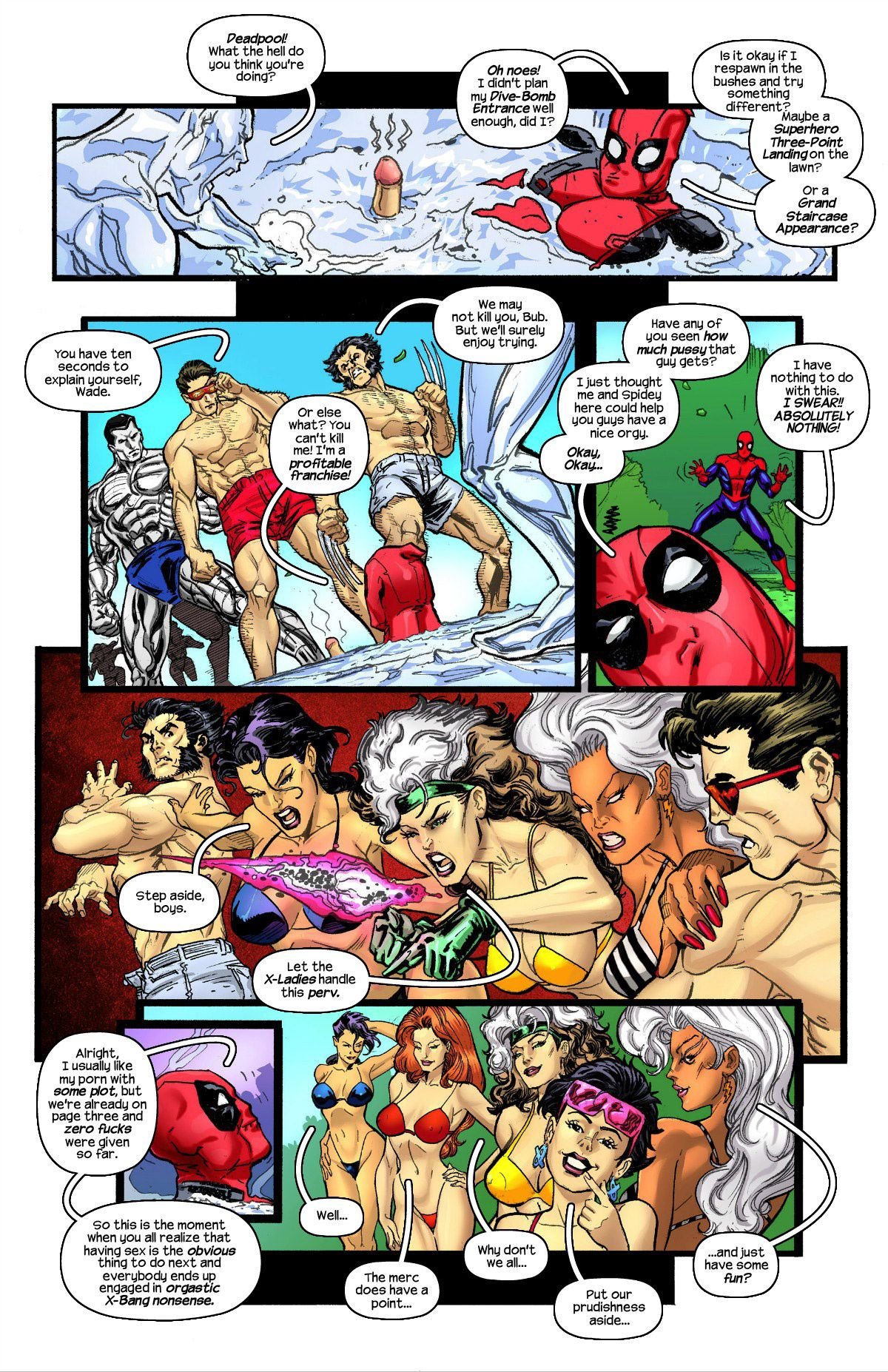 Days Of Swimsuit Past (Spider-Man , Deadpool , X-Men) [Tracy Scops] - Chapter 1 — Page 5