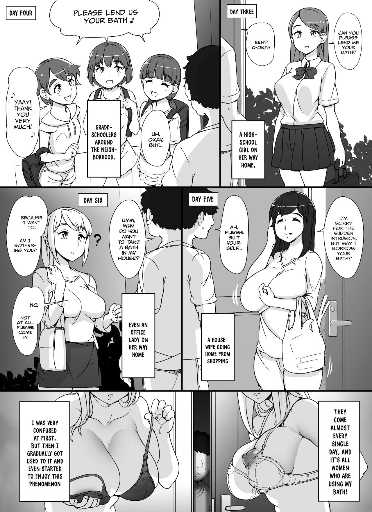 The women in the neighborhood come to take a bath in my house for some reason [Abubu] - Chapter 1 — Page 5