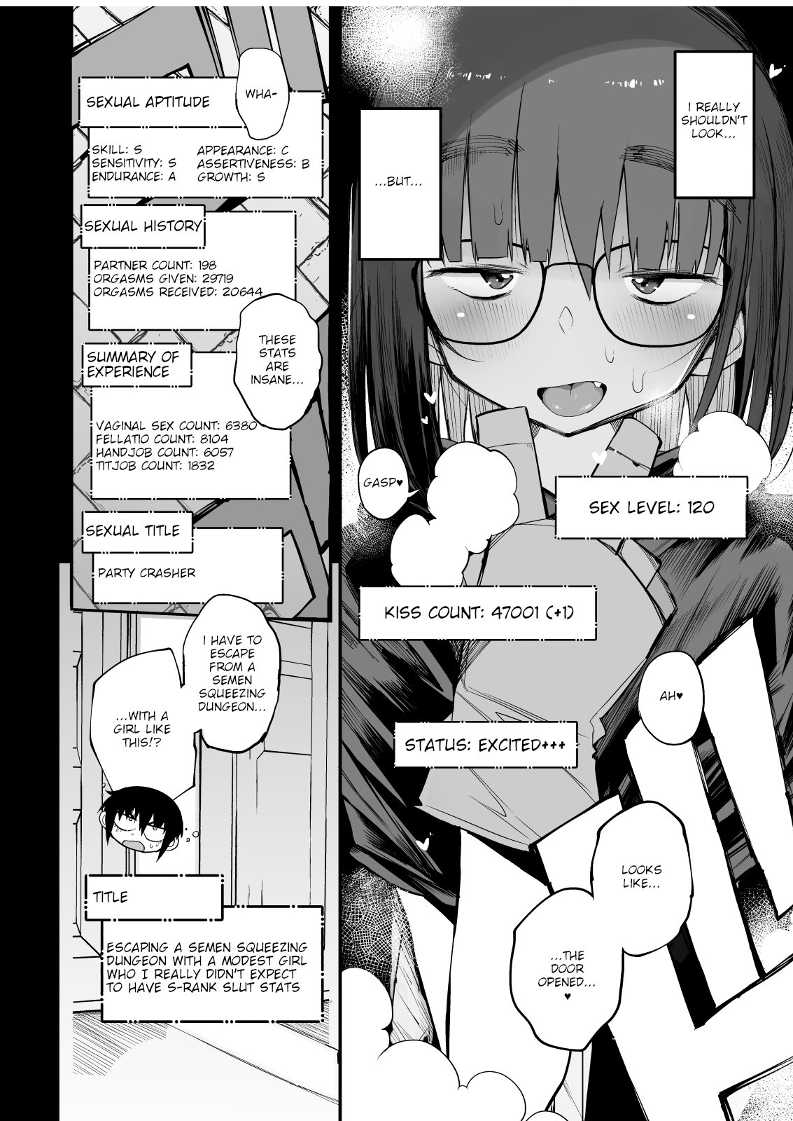 Escaping a semen squeezing dungeon with a modest girl who I really didn’t expect to have S-rank slut stats [F4U] - Chapter 1 — Page 11
