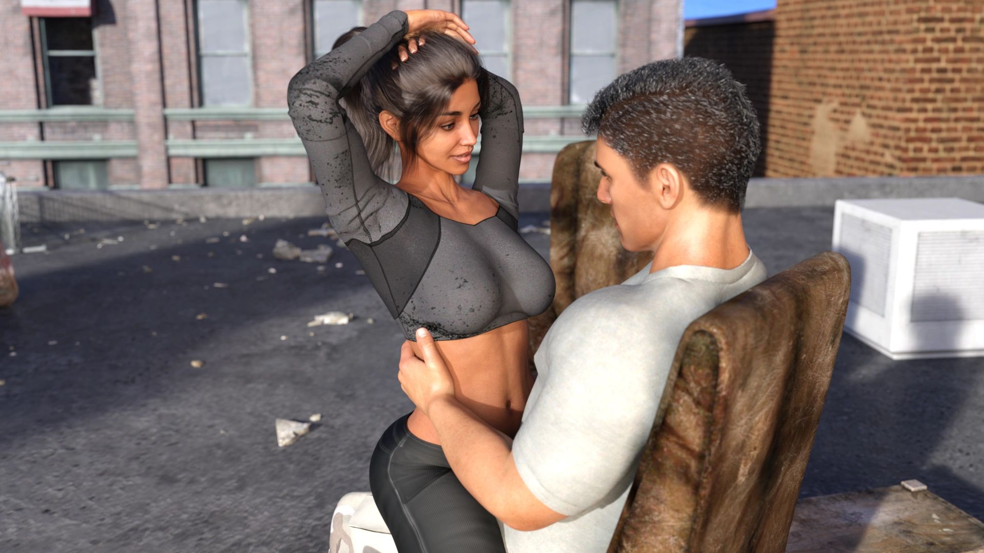 Busty Black Light Babe On The Rooftop [Grinvald] - Chapter 1 — Page 5