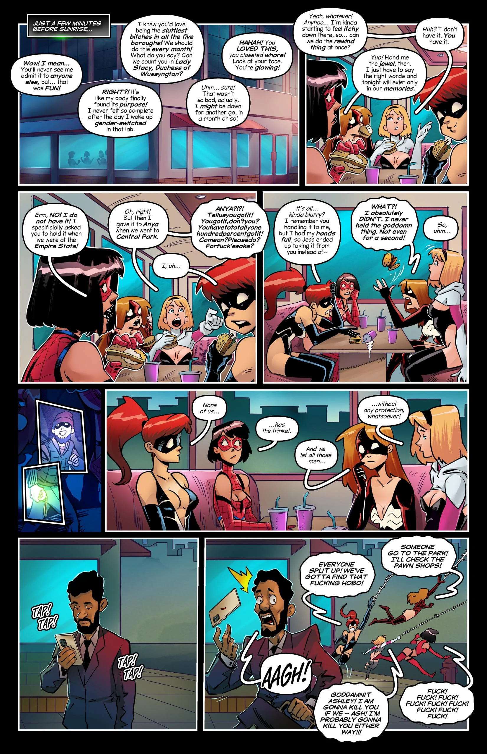 Sluttish Spider Bitches’ Night Out (Spider-Man, X-Men) [Tracy Scops , Denideni Kun] - Chapter 1 — Page 10