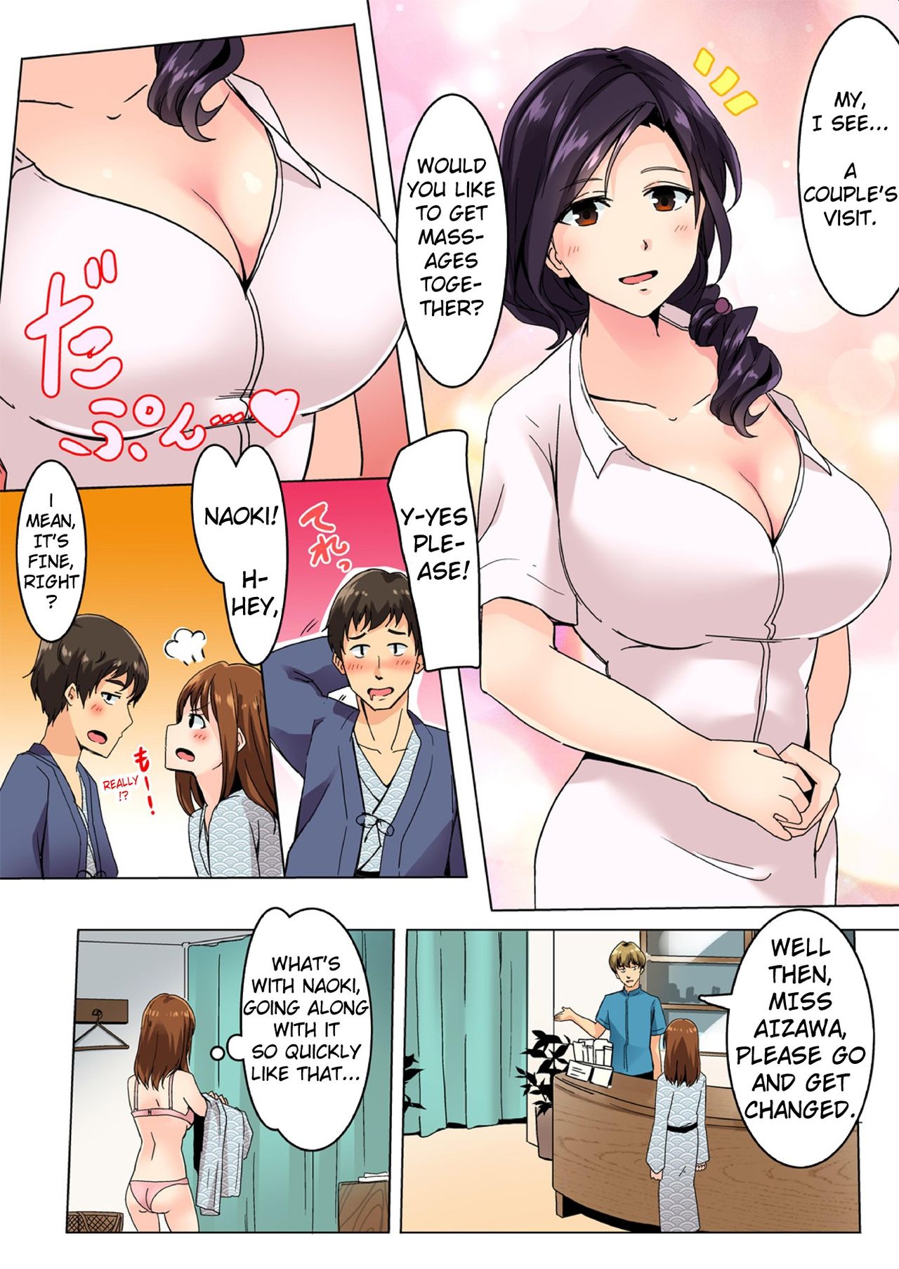 I Came Next to My Boyfriend!? An NTR Massage at an Onsen Inn! [Wakamatsu] - Chapter 1 — Page 6